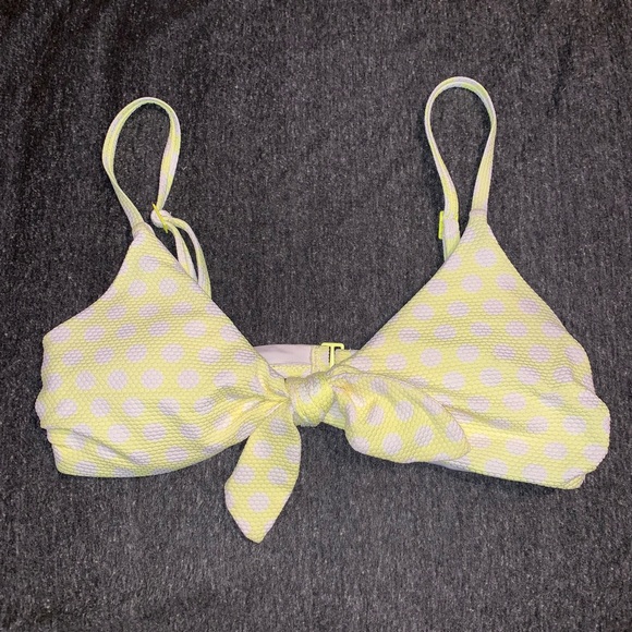aerie Other - Aerie Neon Yellow Polka Dot Scoop Bikini Size S